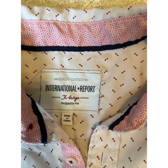 INTERNATIONAL REPORT MEN'S ARROW PRINT SHORT SLEEVE BUTTON DOWN SHIRT SIZE XL - Picture 2 of 3